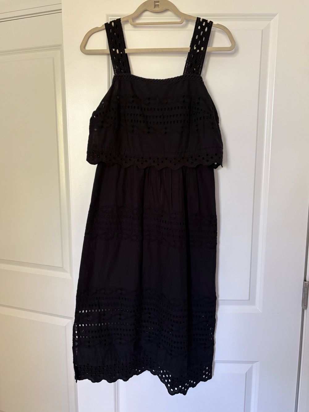 J. Crew Black Eyelet Sundress with Crochet Straps